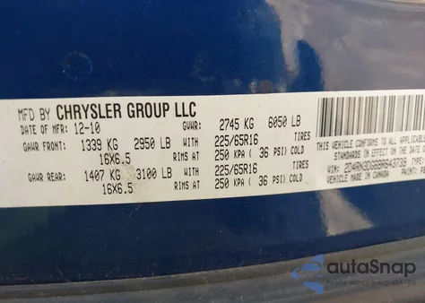 2011 Dodge Grand Caravan Mainstreet z USA, uszkodzony, nr VIN 2D4RN3DG6BR643739